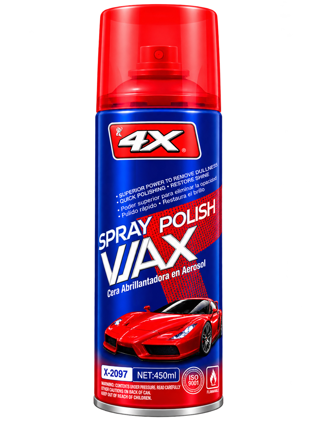 Cera abrillantadora en aerosol — 4X · Spray Polish Viax · X-2097 · 450 ml